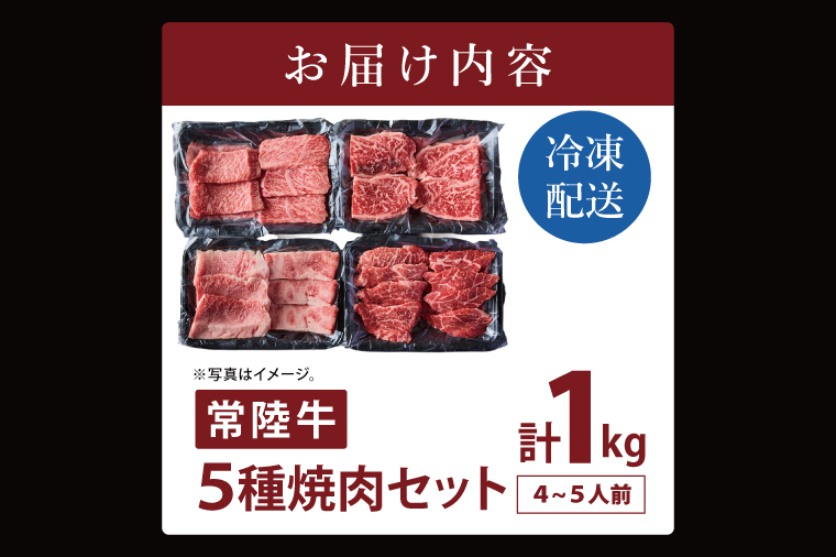 常陸牛5種焼肉セット希少部位入り（４~５人前１kg)【常陸牛 国産牛 和牛 牛肉 切り落とし 焼肉セット 希少部位   茨城県 水戸市】（NW-13）