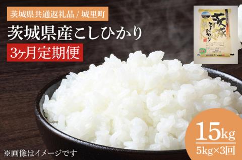 【数量限定】【3ヶ月定期便】【令和7年度産 新米】茨城県産こしひかり 計15kg（5kg×3回）（茨城県共通返礼品/城里町）（IH-2052）