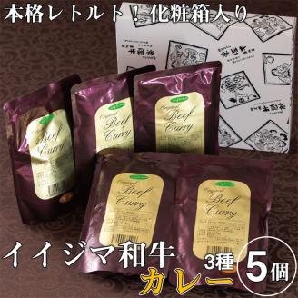 レトルト カレー イイジマ和牛カレー 3種 5個入り 11000円 化粧箱 ギフト ビーフ 食べ物 ご当地カレー 甘口 中辛 辛口 高級 お歳暮 プレゼント 誕生日 食品 茨城県 水戸市（DU-16）