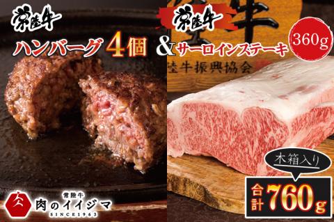 肉 常陸牛ハンバーグ 4個 ＆ サーロインステーキ 120g×3枚 詰め合わせセット お歳暮 ギフト お返し 内祝い 焼くだけでレストランの味 水戸市 茨城県 【肉のイイジマ】（DU-87）