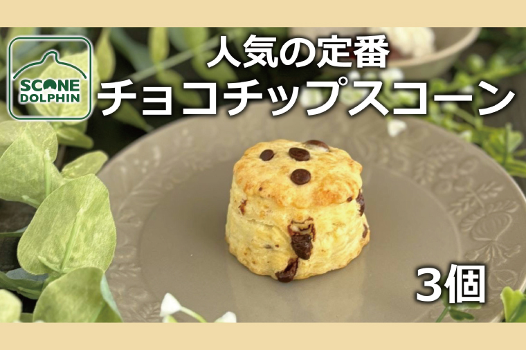 チョコチップスコーン 3個【人気 しっとり 冷凍 冷凍スコーン ミルクチョコレート チョコレート 本場 イギリス 焼き菓子 スイーツ 水戸市 水戸 茨城県 5000円以内】（AR-14）