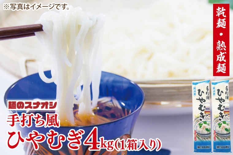 【麺のスナオシ】手打風ひやむぎ１箱　4kg（200ｇ×20袋）（乾麺）【冷や麦 麺 長期保存 保存食 防災 人気 大容量 水戸市 茨城県】（BY-11）