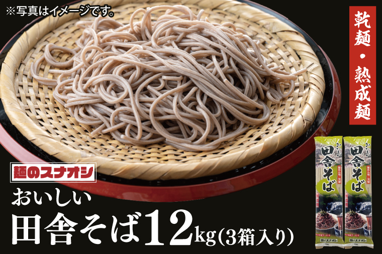 【麺のスナオシ】リピーター続出！おいしい田舎そば3 箱　計12kg（200ｇ×60袋）（乾麺）【蕎麦 麺 長期保存 保存食 防災 人気 大容量 水戸市 茨城県】（BY-6）