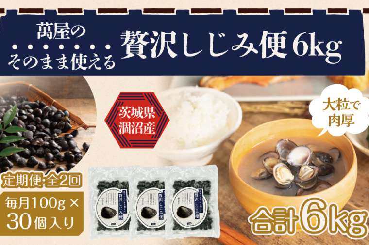 【2ヶ月定期便】涸沼産冷凍しじみ中粒３kg（100g×30p）【シジミ 中粒しじみ 産地直送 砂抜き済み 砂抜き 小分け包装 味噌汁 みそ汁 茨城県】（CA-15）