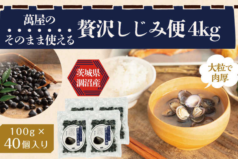 涸沼産冷凍しじみ中粒４kg（100g×40p）【シジミ 中粒しじみ 産地直送 砂抜き済み 砂抜き 小分け包装 味噌汁 みそ汁 茨城県】（CA-20）