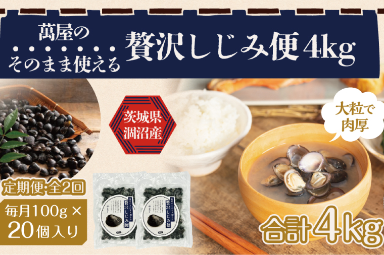 【2ヶ月定期便】涸沼産冷凍しじみ中粒２kg（100g×20p）【シジミ 中粒しじみ 産地直送 砂抜き済み 砂抜き 小分け包装 味噌汁 みそ汁 茨城県】（CA-9）