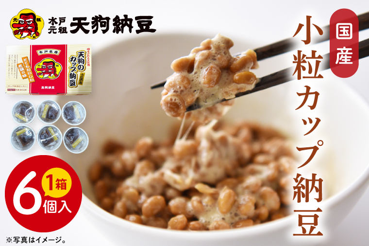 【天狗納豆】国産小粒カップ納豆（50ｇ×6個）×1箱【納豆 なっとう 小粒 老舗 朝食 ご飯 ご家庭用 おためしサイズ ソウルフード 水戸市 水戸 茨城県】（DQ-15）