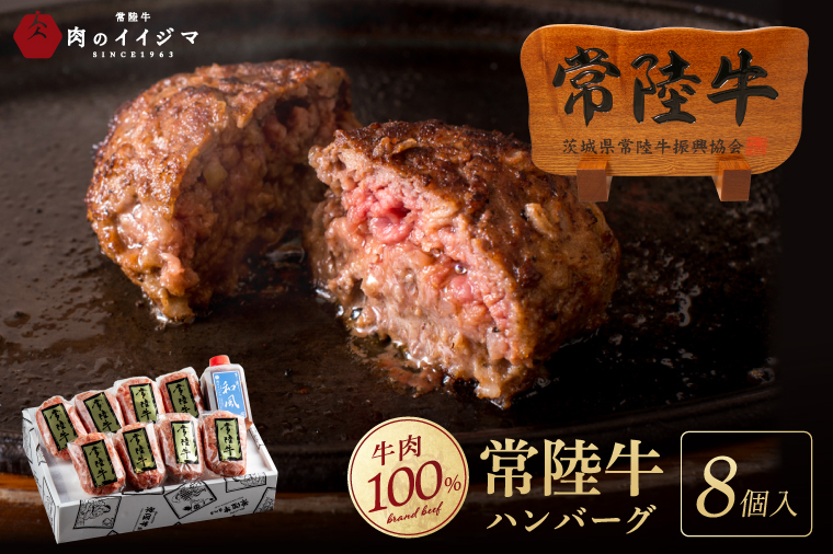 ハンバーグ 無添加 常陸牛 100% 100g 8個 セット リピーター続出！ 敬老の日 ギフト 食べ物 手捏ねハンバーグ タレ付  冷凍 小分け 焼くだけでレストランの味 茨城県 水戸市 (DU-171)