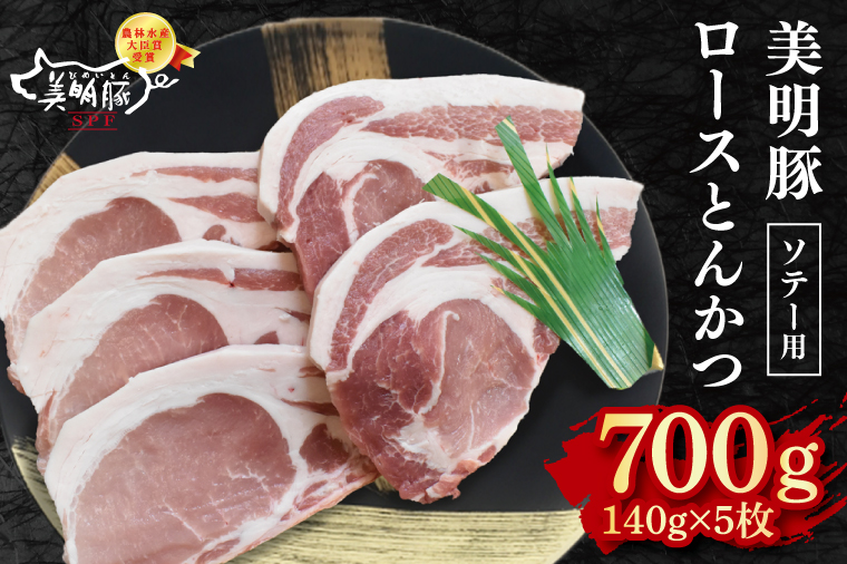 【美明豚】ロースとんかつソテー用700g（140g×５枚） 冷凍  豚肉　ブランド豚 茨城県 水戸市  国産 10000円以内 老舗精肉店 EK-14