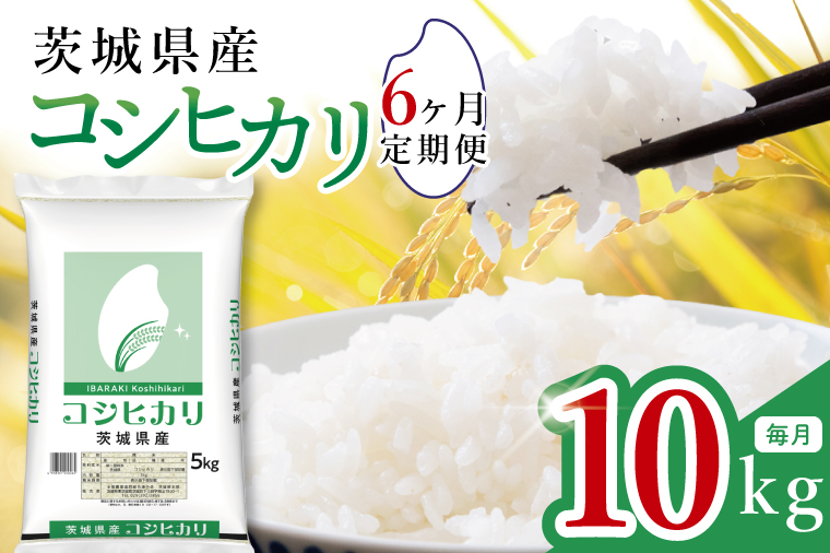 【数量限定】【6ヶ月定期便】茨城県産コシヒカリ10kg（5kg×2袋）×6回 【定期便 お米 ごはん こしひかり おにぎり ごはん 茨城県 水戸市】(JB-24)