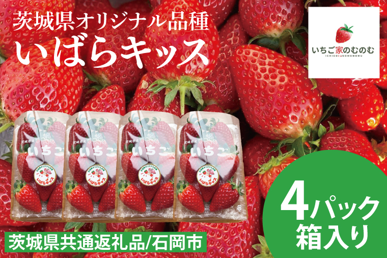 【数量限定】【離島配送不可】いばらキッス 4パック/箱【茨城県共通返礼品/石岡市】【いちご イチゴ 苺 果物 くだもの  フルーツ 茨城県オリジナル品種 茨城県】（LX-2）