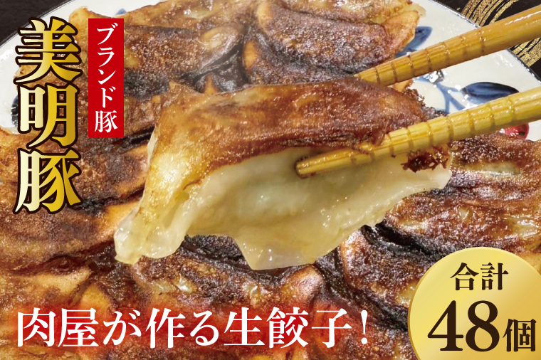 【数量限定】肉屋が作る美明豚生餃子24個入 2パック【ブランド豚 国産 焼き餃子 冷凍 ぎょうざ ギョーザ 冷凍餃子 簡単調理 惣菜 おかず 水戸市 水戸 茨城県】（MJ-5）
