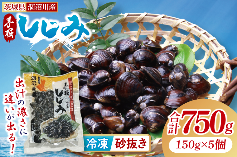茨城県涸沼川産 だしの濃さに違いが出る！手掘しじみ（砂抜き）150g×５個（750g）【涸沼川 シジミ オルニチン 味噌汁 スープ 茨城県 水戸市】（MS-1）