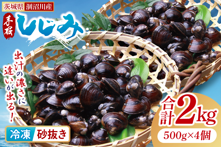 茨城県涸沼川産 だしの濃さに違いが出る！手掘しじみ（砂抜き）500g×４個（２kg）【涸沼川 シジミ オルニチン 味噌汁 スープ 茨城県 水戸市】（MS-8）