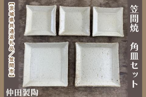 【数量限定】笠間焼　角皿セット（3.5寸角皿3個＆5寸角皿2個）【茨城県共通返礼品/笠間市】【笠間焼  仲田製陶 皿 角皿 伝統工芸品 セット ふるさと納税 水戸市 茨城県】（GL-6）