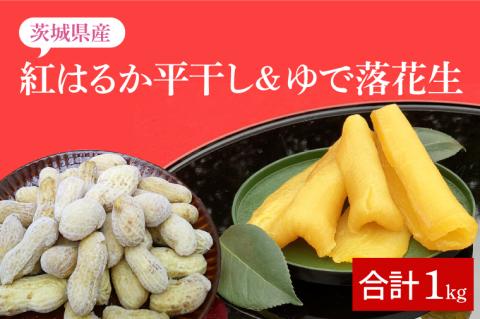 【期間限定】数量限定★秋の味覚セット★モーツァルトを聞かせた干し芋！！ 紅はるか平干し500g＆ゆで落花生（訳あり）500g【干しいも ほしいも 紅はるか さつまいも サツマイモ モーツァルト 音響熟成 熟成 落花生 ピーナッツ 訳アリ 自社農場 無添加 無着色 水戸市 水戸 茨城県】（AY-9）