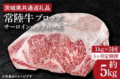 【5ヶ月定期便】　【常陸牛】ブロック 約1kg【定期便】計5回　総量約5kg【茨城県共通返礼品】（HI-27）