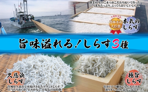 こまつ　しらす厳選セット シラス 本気のシラス 釜揚げ ちりめん 山椒 しらす丼 魚 魚介 海の幸 グルメ 人気 ギフト 贈り物 贈答品 食べ比べ 送料無料 小松水産 茨城県 日立市