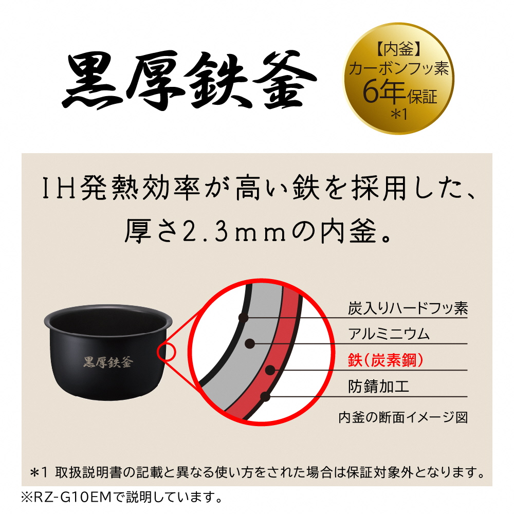 J-9　【圧力IH】炊飯器（5.5合用）　RZ-G10EM(T)