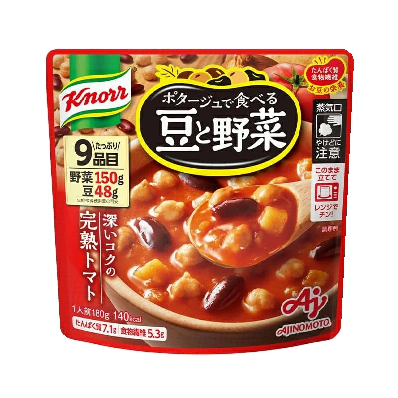 【定期便3ヶ月】クノール ポタージュで食べる豆と野菜 完熟トマト 180g×14袋×3ヶ月 | レトルト 防災 備蓄 非常食 保存食 キャンプ アウトドア ※離島への配送不可