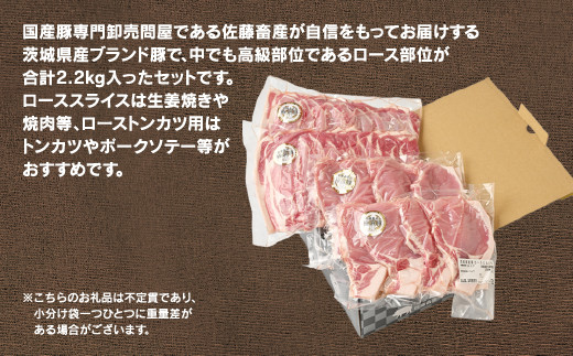 佐藤畜産の極選豚　＜冷蔵＞ロース2.2kgセット　※離島への配送不可