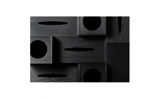 「くろ常」ブランド:拭き漆仕上げの黒い屑箱&ティッシュボックス(大)と(小)の3個トータルセット※離島への配送不可