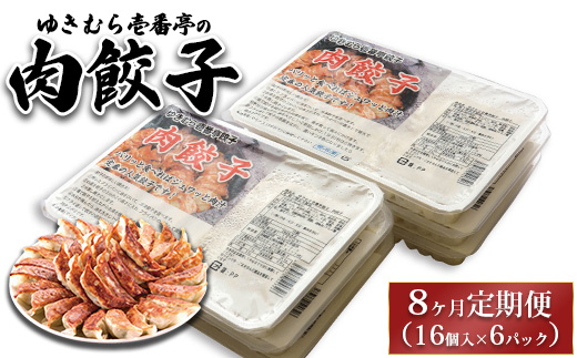 【8ヶ月定期便】ゆきむら壱番亭の肉餃子6パック(96個入り) ※離島への配送不可