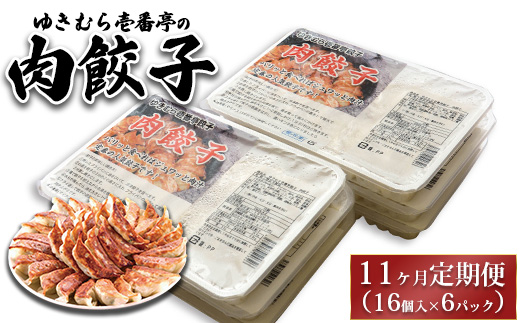 【11ヶ月定期便】ゆきむら壱番亭の肉餃子6パック(96個入り) ※離島への配送不可
