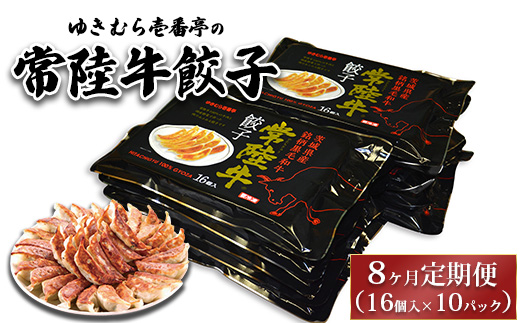 【8ヶ月定期便】ゆきむら壱番亭の常陸牛餃子10パック(160個入り) ※離島への配送不可