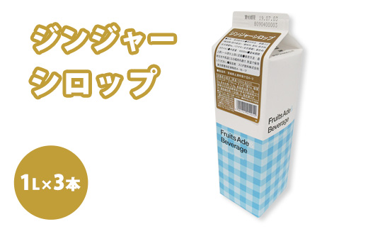 シロップ ジンジャーシロップ スミダ飲料 1000ml （1L） ×3本　※離島への配送不可