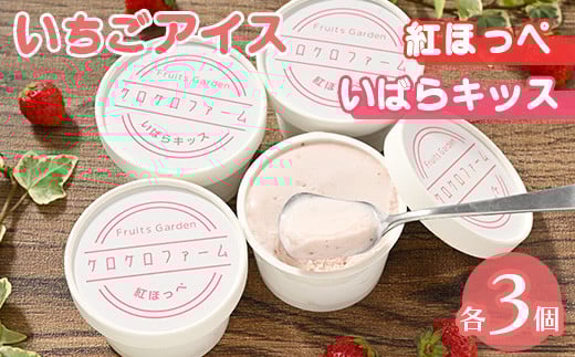 いちごアイス6個セット（紅ほっぺ3個＋いばらキッス3個）苺アイス、イチゴアイス、べにほっぺ　いばらきっす　アイス　アイスクリーム　カップアイス　※離島への配送不可