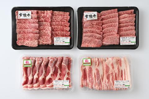 古河市産ローズポーク＆常陸牛『焼肉セット』〈茨城県共通返礼品〉 | 肉 牛肉 豚肉 国産 茨城県 古河市 ブランド 冷凍  BBQ  焼肉 小分け 食べ比べ バラ 牛バラ 豚バラ カルビ ロース 牛モモロース 肩ロース 豚肩ロース 食べくらべ  食べ比べ バラ セット 詰め合わせ  バラエティギフト 贈答 贈り物 お中元 お歳暮 プレゼント 茨城県 古河市 直送 産地直送 送料無料 _AD10