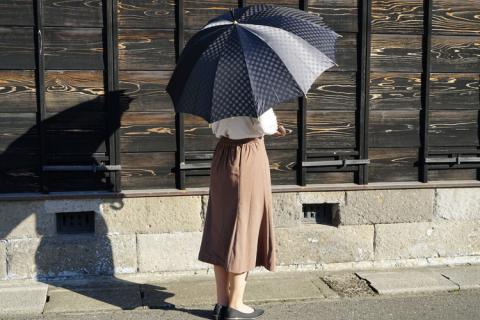 雪華模様のオリジナル傘（サイズ60cm）「もらっても、贈っても喜ばれる傘」カラー：ブラック | 傘 かさ 60センチ 雨具 メンズ レディース 兼用 雪の結晶 ブラック 黒 おしゃれ かわいい スタイリッシュ 雨 梅雨 贈答 贈り物 プレゼント 父の日 母の日 お中元 お歳暮 御歳暮 茨城県 古河市 送料無料 _BL05