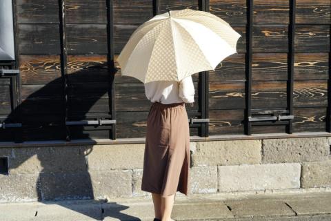 雪華模様のオリジナル傘（サイズ60cm）「もらっても、贈っても喜ばれる傘」カラー：ベージュ | 傘 かさ 60センチ 雨具 メンズ レディース 兼用 雪の結晶 ベージュ おしゃれ かわいい スタイリッシュ 雨 梅雨 贈答 贈り物 プレゼント 父の日 母の日 お中元 お歳暮 御歳暮 茨城県 古河市 送料無料 _BL07