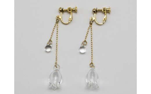 HARIO イヤリング「リリー」シリーズ［HAP-L-003E］｜耐熱 ガラス アクセサリー ハリオ ランプワークファクトリー 職人 繊細 フォーマル カジュアル きれいめ おしゃれ 20代 30代 40代 _BD91