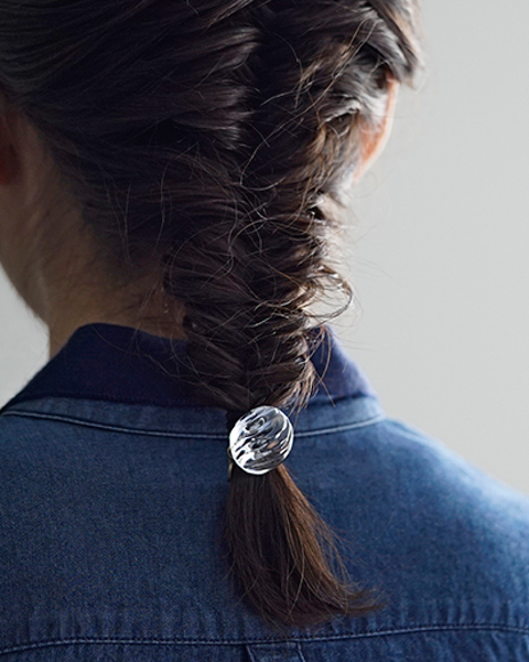 HARIO ヘアゴム ウェーブビーズ［HAA-WB-003H］ ※離島への配送不可｜耐熱 ガラス アクセサリー ハリオ ランプワークファクトリー 職人 繊細 フォーマル カジュアル きれいめ おしゃれ 20代 30代 40代_FM33