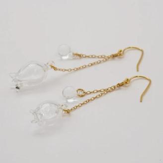 HARIO ピアス「リリー」シリーズ［HAP-L-002］｜耐熱 ガラス アクセサリー ハリオ ランプワークファクトリー 職人 繊細 フォーマル カジュアル きれいめ おしゃれ 20代 30代 40代 _BD90