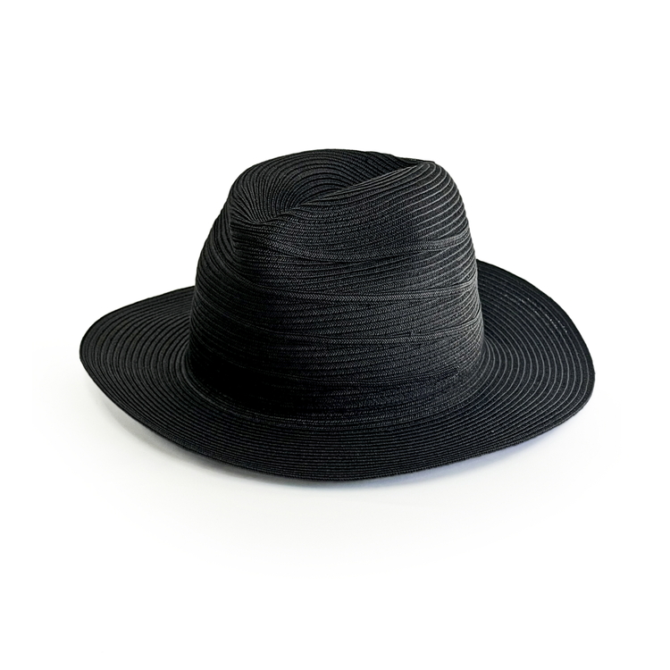 繊細な手仕事により作られた和紙ブレード帽子　ライン中折れハット｜帽子 ハット ブレードハット 和紙 おしゃれ 日よけ ギフト 贈答 プレゼント お祝い ご褒美 ベージュ 黒 グレー 春 夏 秋 軽い 運動会 男性女性 ※2025年4月上旬頃より順次発送予定_FS03