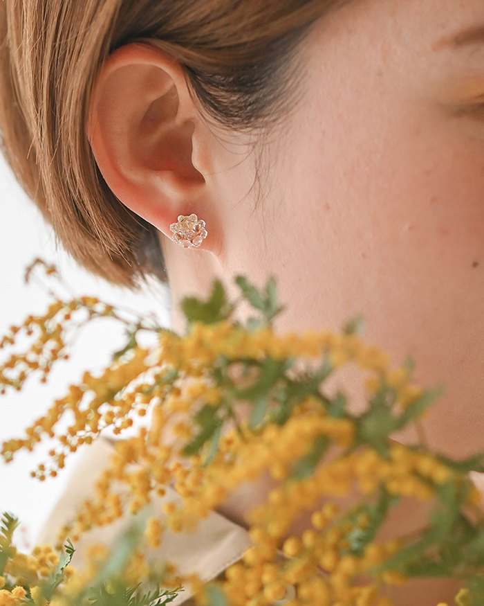 HARIO ピアス ミモザ［HAP-MS-P］ ※離島への配送不可｜耐熱 ガラス アクセサリー ハリオ ランプワークファクトリー 職人 繊細 フォーマル カジュアル きれいめ おしゃれ 20代 30代 40代_FM06