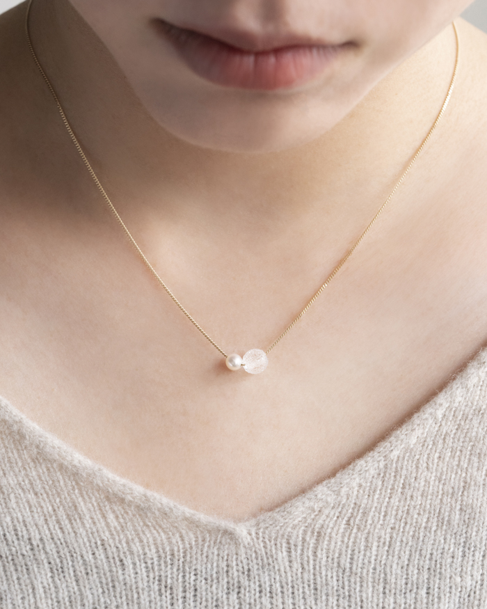 HARIO ネックレス スノーパール K10［HAPR-SP-001N-K10］ ※離島への配送不可｜耐熱 ガラス アクセサリー ハリオ ランプワークファクトリー 職人 繊細 フォーマル カジュアル きれいめ おしゃれ 20代 30代 40代_FM54