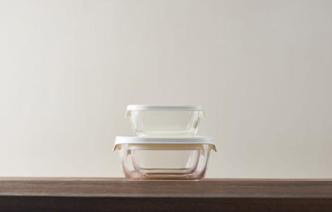 HARIO スタッキング 耐熱ガラスコンテナ･ミニ角小鉢 5個セット［KSTL-3508-OW］｜ハリオ 耐熱 ガラス 食器 器 保存容器 キッチン キッチン用品 日本製 おしゃれ かわいい グラタン皿 電子レンジ可 オーブン可_BE67