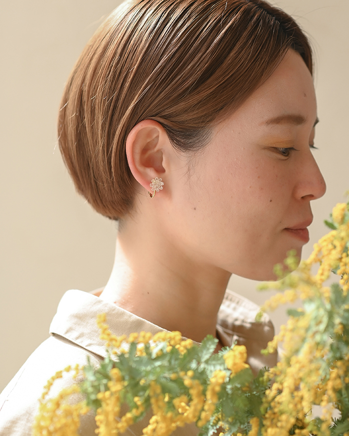HARIO イヤリング ミモザ［HAP-MS-E］ ※離島への配送不可｜耐熱 ガラス アクセサリー ハリオ ランプワークファクトリー 職人 繊細 フォーマル カジュアル きれいめ おしゃれ 20代 30代 40代_FM25