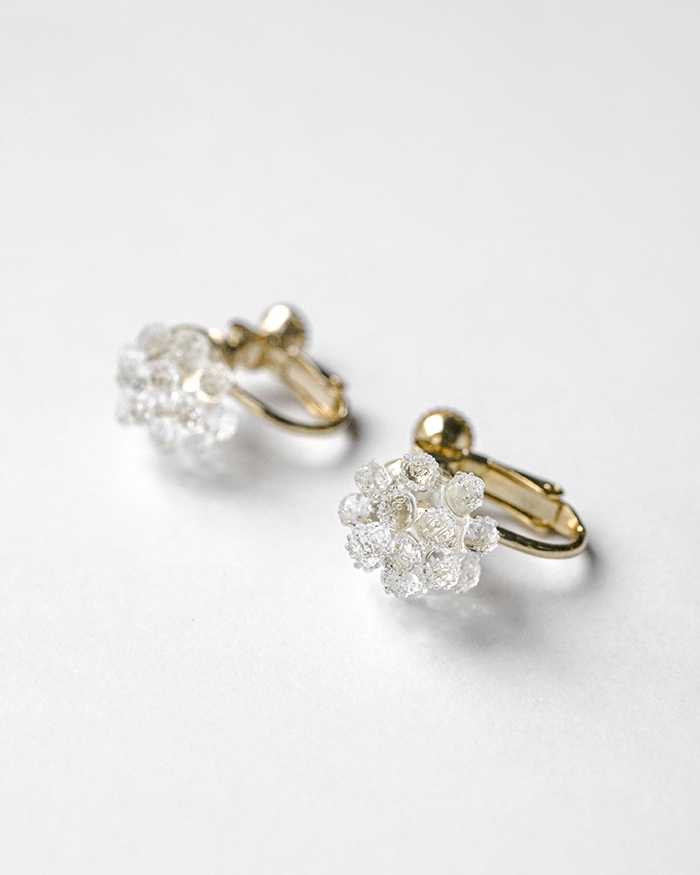 HARIO イヤリング ミモザ［HAP-MS-E］ ※離島への配送不可｜耐熱 ガラス アクセサリー ハリオ ランプワークファクトリー 職人 繊細 フォーマル カジュアル きれいめ おしゃれ 20代 30代 40代_FM25