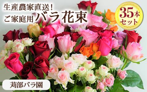 訳あり 生産農家直送！ご家庭用バラ花束35本セット 簡易包装 ※沖縄・離島への配送不可 | 35本 植物 花 華 お花 フラワー 生花 切り花 花持ち ばら バラ 薔薇 ローズ 花束 ブーケ 包装 ご家庭用 ギフト 高評価 感動 癒し 女性 男性 紳士 贈答 贈り物 プレゼント 茨城県 古河市 名産 特産 直送 農家直送 産地直送 苅部バラ園 送料無料 _AL02