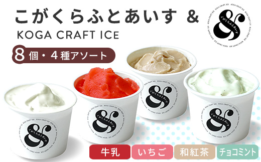 こがくらふとあいす＆　8個セット（4種アソート）| ギフト　アイス　HARIO　ハリオ　いちご　和紅茶　牛乳　チョコミント　デザート　スイーツ　茨城県　古河市　送料無料　詰合せ_FU74　※北海道・沖縄・離島への配送不可