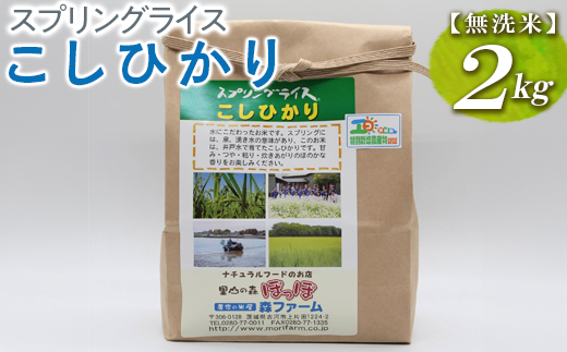 スプリングライス こしひかり (無洗米) 2kg ※着日指定不可 | 米 こめ コメ 2キロ 無洗米 白米 こしひかり コシヒカリ 古河市産 茨城県産 取り寄せ お取り寄せ ギフト 贈答 贈り物 プレゼント お中元 お歳暮 茨城県 古河市 直送 農家直送 産地直送 送料無料 _BI38