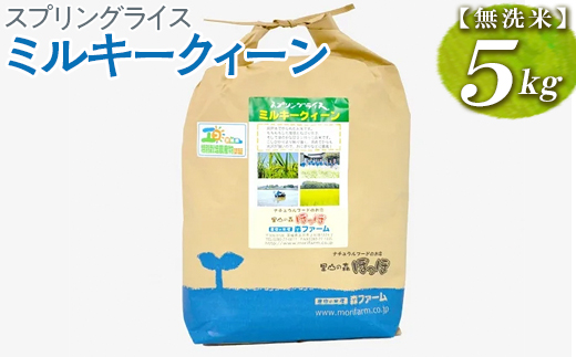 スプリングライス ミルキークィーン (無洗米) 5kg | 米 こめ コメ 5キロ 無洗米 白米 ミルキークイーン みるきーくいーん 古河市産 茨城県産 取り寄せ お取り寄せ ギフト 贈答 贈り物 プレゼント お中元 お歳暮 茨城県 古河市 直送 農家直送 産地直送 送料無料 _BI36