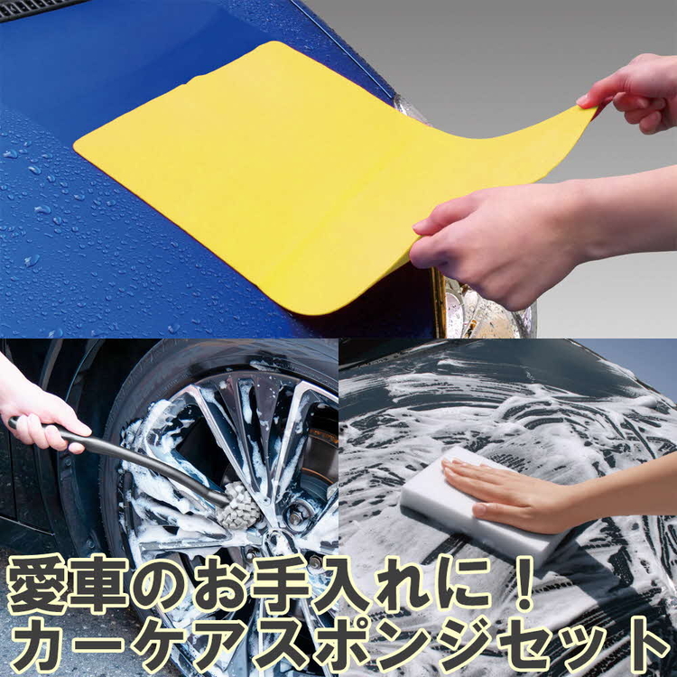 愛車のお手入れに！アイオンカーケア用品セット ※離島への配送不可 ｜ 清掃 掃除 スポンジ 雨 洗車 吸水 モップ 日用品 クロス 車 カー用品 水滴 水回り ギフト 贈答 贈り物 プレゼント 茨城県 古河市 送料無料 _BW05
