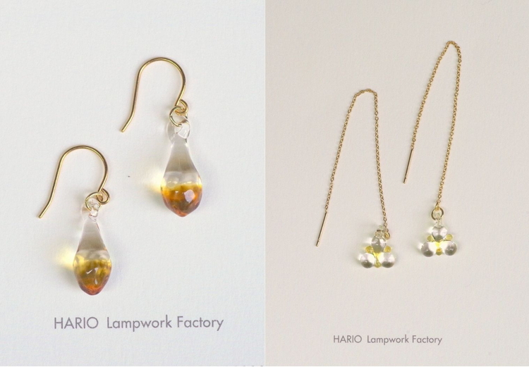 こがこもれびあーと ピアスセット　フラム・ホタル｜ピアス ハンドメイド 手作り 職人 おしゃれ 繊細 耐熱 ガラス ランプワークファクトリー ギフト プレゼント お祝い ご褒美 フォーマル カジュアル きれいめ 20代 30代 40代 茨城県 古河市 地域振興公社 _DP68