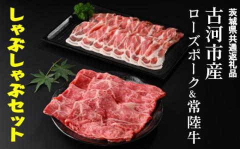 古河市産ローズポーク＆常陸牛『しゃぶしゃぶセット』〈茨城県共通返礼品〉 | 肉 牛肉 豚肉 国産 茨城県 古河市 ブランド 冷凍  しゃぶしゃぶ 小分け 食べ比べ モモ 牛モモ 肩ロース 豚肩ロース 食べくらべ  食べ比べ バラ セット商品 詰め合わせ バラエティギフト 贈答 贈り物 お中元 お歳暮 プレゼント 茨城県 古河市 直送 産地直送 送料無料 _AD09